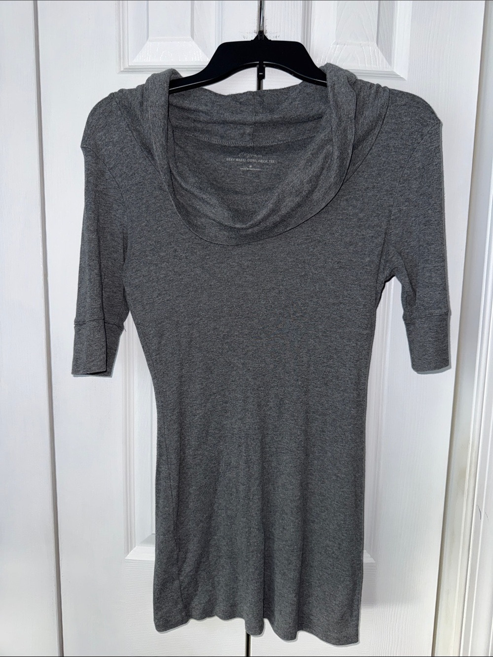 5 for $25. Express Gray Cowl Neck Three-Quarter Sleeve Sweater. Bundle to Save